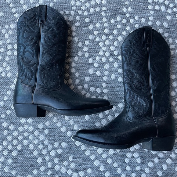 Ariat Heritage R Toe Western Leather Boots Black Deertan Mens Boots 10.5 D men - Picture 2 of 16